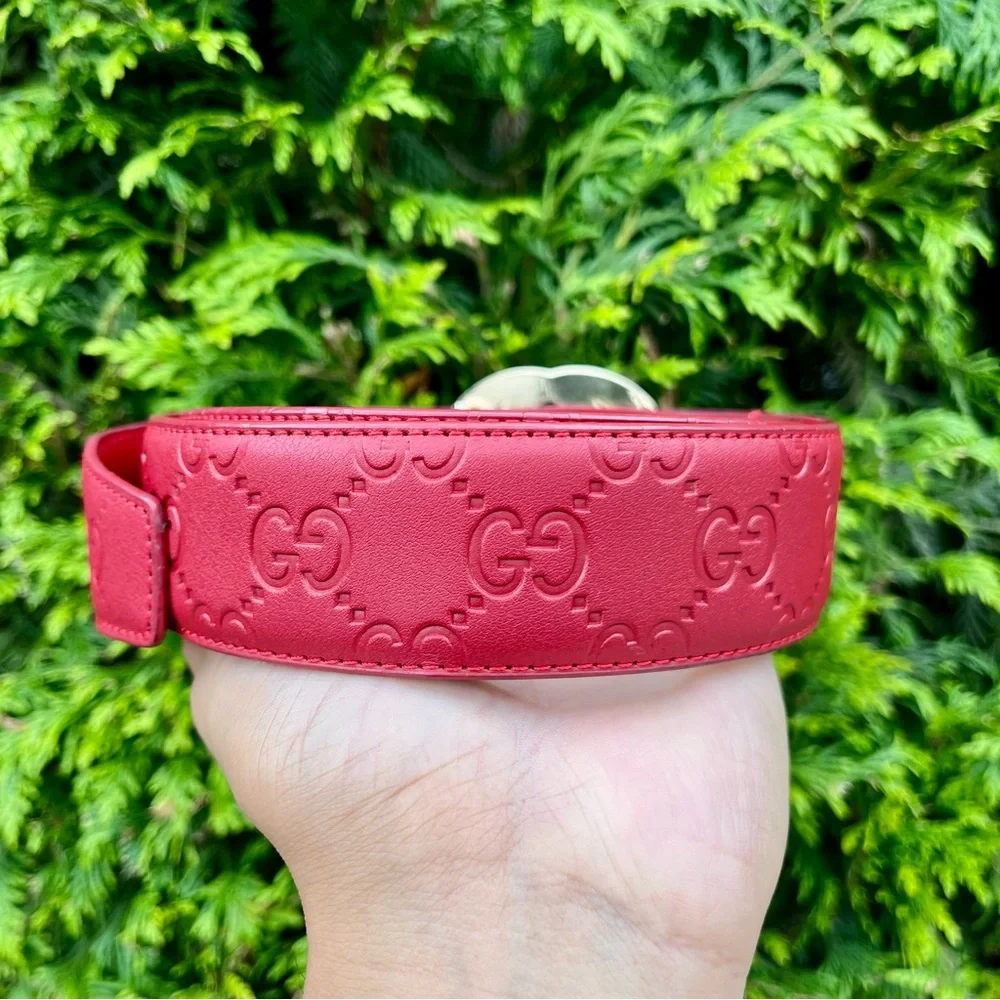 Gucci Red Guccissima Leather Interlocking G Belt